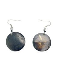 Handmade African Batik Cow Bone Round Pinwheel Earrings Backs