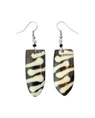 African Cow Bone Mud Cloth Print Shield Earrings