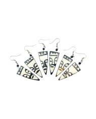 Unique Handmade Triangle African Tribal Mask Cow Bone Earrings