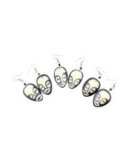 Unique African Ethnic Tribal Mask Batik Cow Bone Earrings
