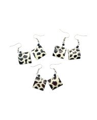 Square Giraffe Print Cow Bone Earrings