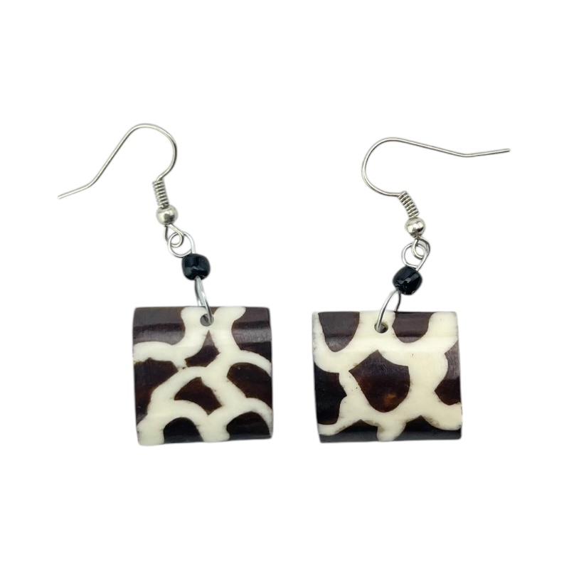 Giraffe Print Square Earrings 716-54 Giraffe Print Square Earrings 716-54