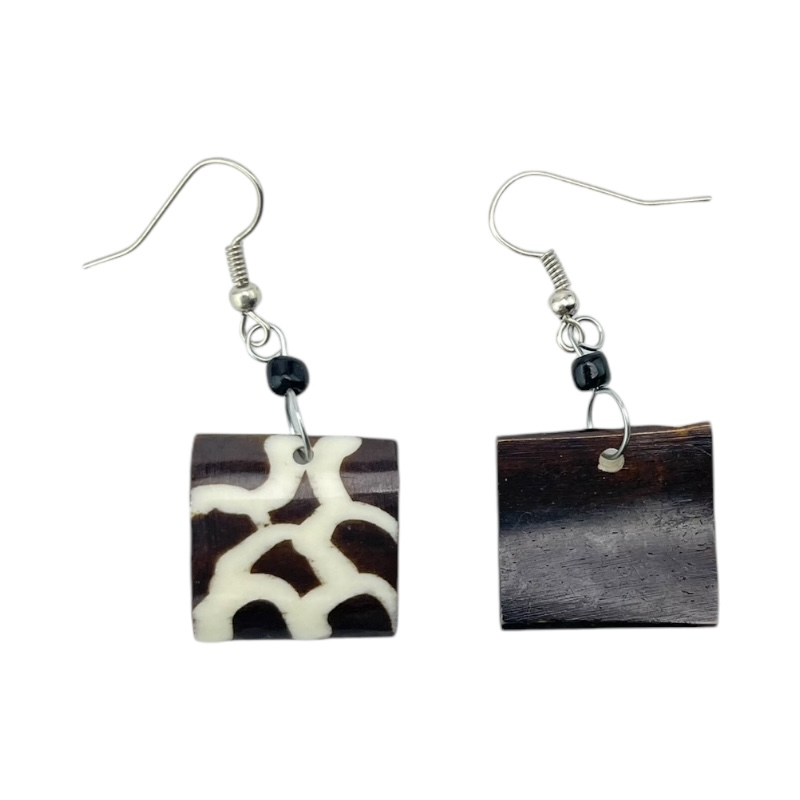 Giraffe Print Square Earrings
