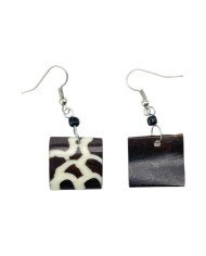 Batik Cow Bone Earrings Giraffe Print