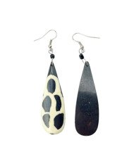African Batik Giraffe Print Tear Drop Bone Earrings Back