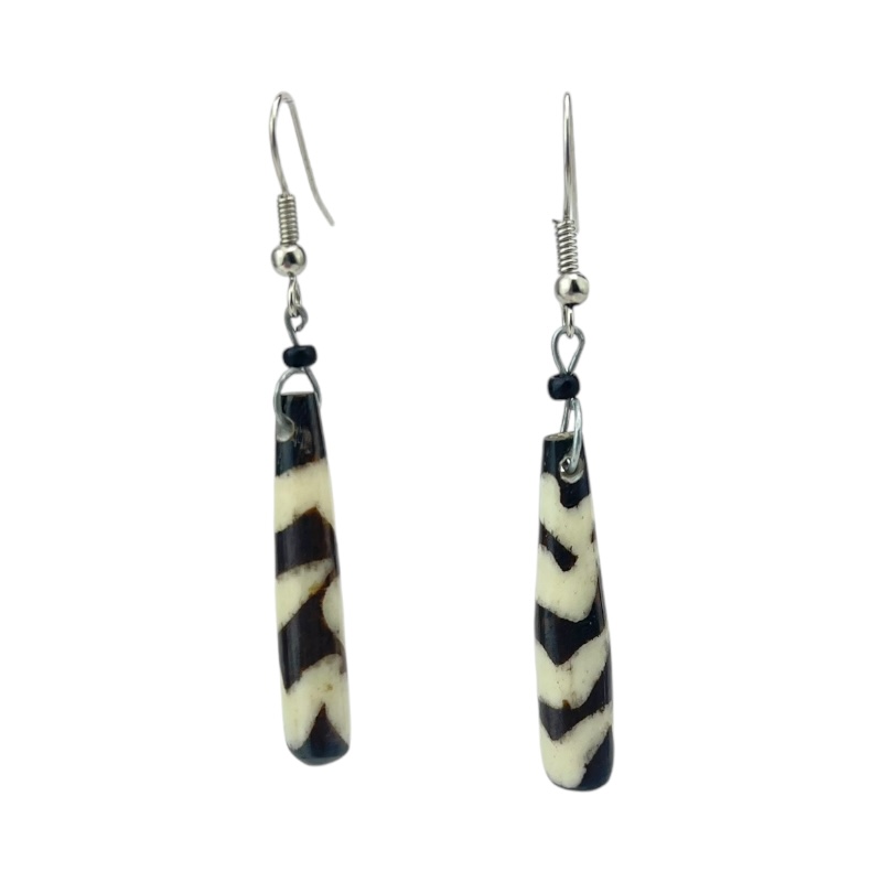 Small African Batik Mud Cloth Dangle Earrings