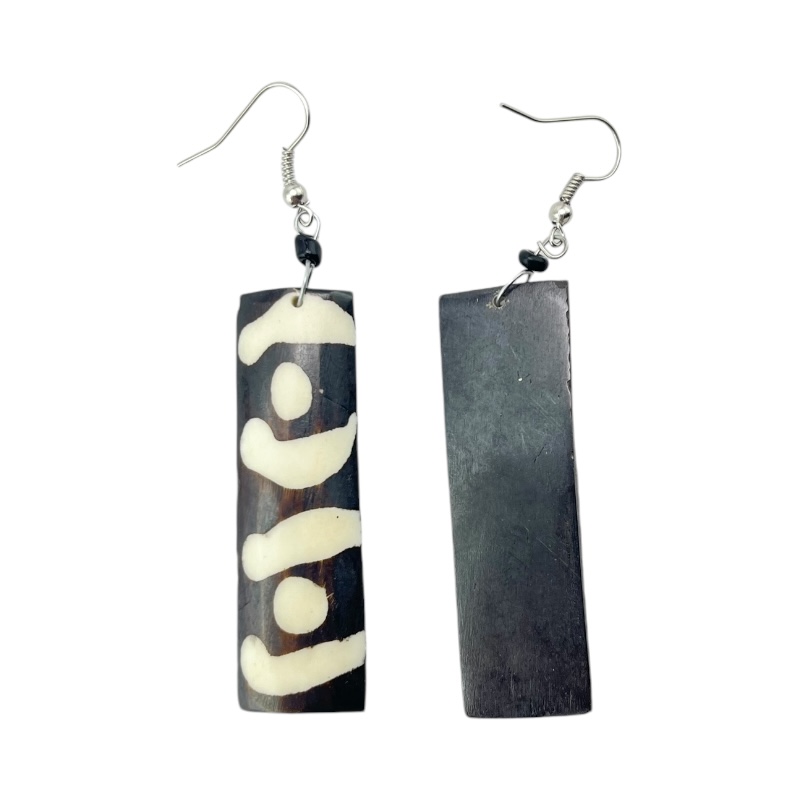 African Batik Bone Handmade Earrings