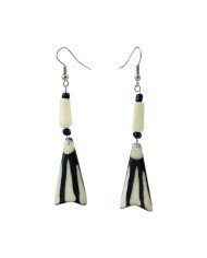 Handmade African Fishtail Batik Cow Bone Earrings