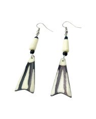 Handmade African Fishtail Batik Cow Bone Earrings Angle