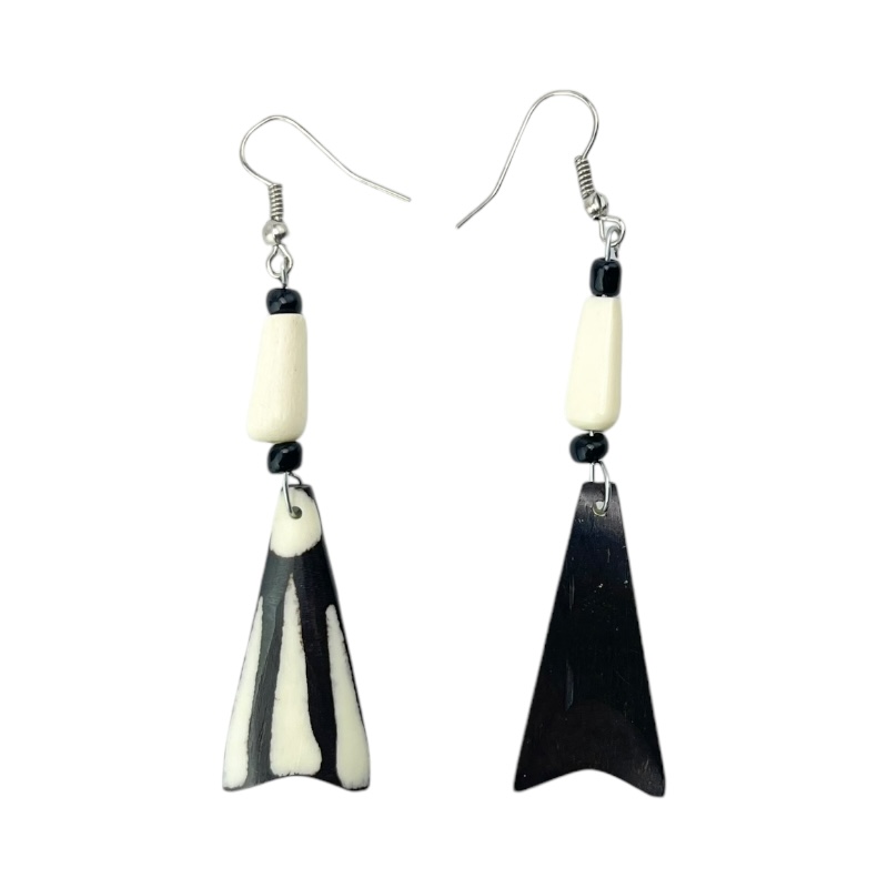 Handmade African Fishtail Batik Cow Bone Earrings