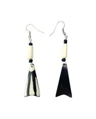 Handmade African Fishtail Batik Cow Bone Earrings Back