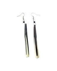 Two Tone Mudcloth African Cow Bone Earrings 