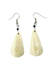 White Handmade African Etched Cow Bone Earrings