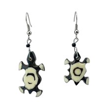 Handmade African Batik Cow Bone Tortroise Earrings Hanging