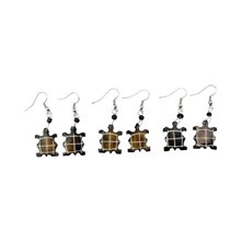 Unique Handmade African Batik Bone Tortoise Shaped Earrings