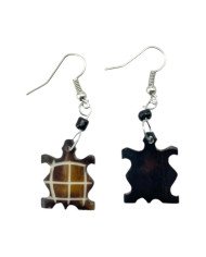 Handmade African Batik Bone Tortoise Shaped Earrings Back