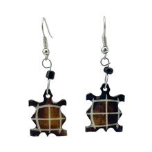 Handmade African Batik Bone Tortoise Shaped Dangle Earrings