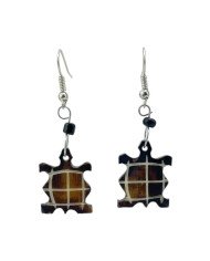 Handmade African Batik Bone Tortoise Shaped Dangle Earrings