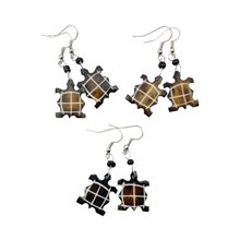 Handmade African Batik Bone Tortoise Shaped Earrings Unique