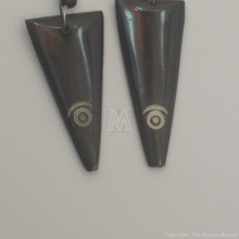 Brown Etched Bone Earrings 680-22