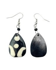 Batik Bone African Handmade Teardrop Earrings Back