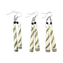Handmade African Striped Bone Earrings Unique