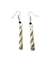 Handmade African Striped Bone Earrings