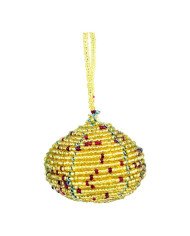 Maasai Bead Ball Ornament - Gold