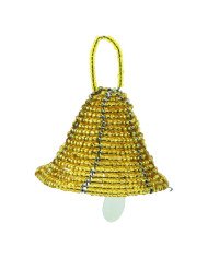 Gold Maasai Bead African Christmas Bell Ornament