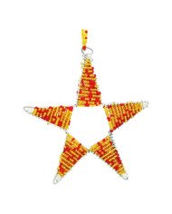 Gold Red Maasai Bead Handmade African Christmas Star Ornament