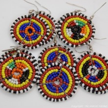 Small Masai Bead Multi Color Dangle Earring 689-94-2