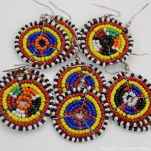 Small Masai Bead Multi Color Dangle Earring 689-94-4