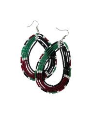 Handmade Kenya Flag Maasai Bead Teardrop Earrings Black