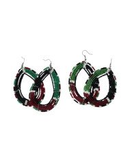 Handmade African Kenya Flag Maasai Bead Teardrop Earrings Black Unique