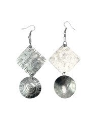 Handmade African Stamped Tiered Recycled Aluminium Earrings