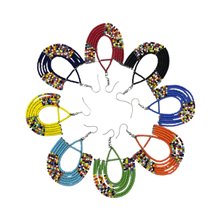 Maasai Glass Beads Dark Blue Multi Color African Earrings Color Variations