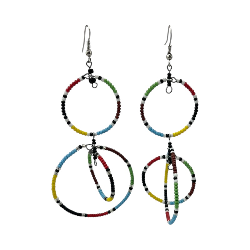 Multi Color Maasai Bead Loop Earring