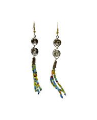 Colorful Maasai Bead Tassel Brass Earrings