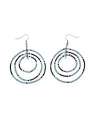 African Handmade Blue Maasai Bead Concentric Loop Earrings