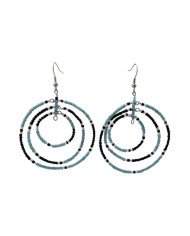 African Handmade Blue Maasai Bead Concentric Loop Earrings Front