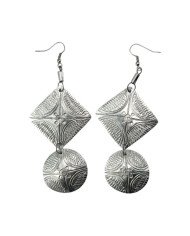 African Handstamped Recycled Aluminium Geometric Tiered Earrings