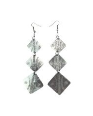 African Handmade Recycled Aluminium Tiered Square Earrings Back