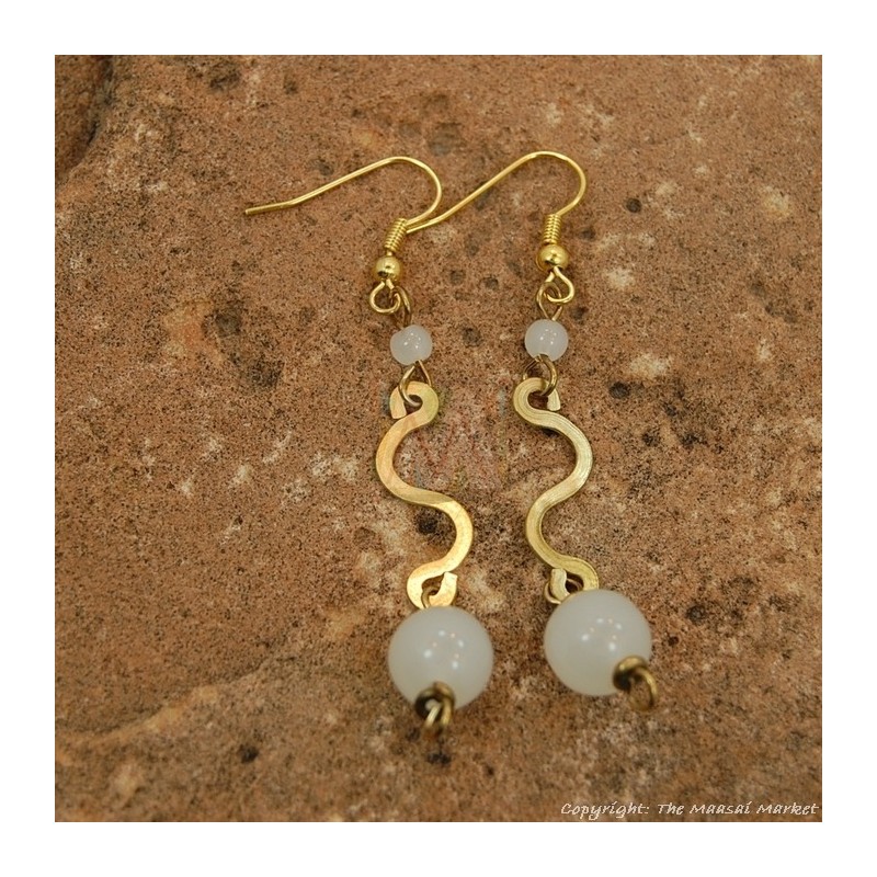Brass Swirl Color Bead Earrings 695-1-81