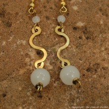 Brass Swirl Color Bead Earrings 695-1-81