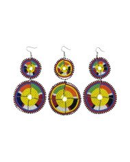 Tiered Yellow Multi Color Maasai Beaded Earrings MM-621 