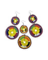 Tiered Yellow Multi Color Maasai Beaded Earrings MM-621 