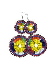 Tiered Yellow Multi Color Maasai Beaded Earrings MM-621 