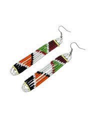 African Handmade Maasai Glass Bead Earrings Orange Angle