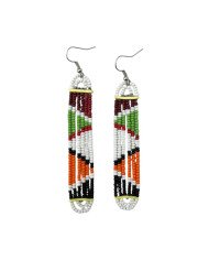 African Handmade Maasai Glass Bead Earrings Orange