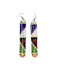 African Handmade Maasai Glass Bead Earrings Multicolor